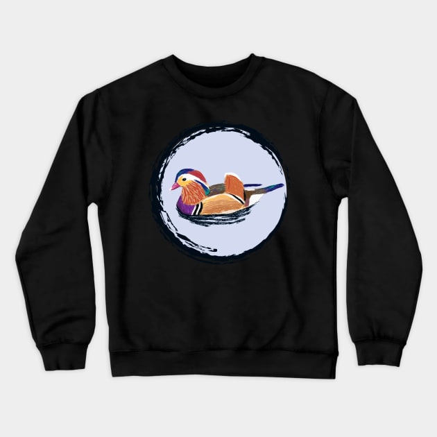 Nice Artwork showing a swimming Mandarin Duck II Crewneck Sweatshirt by JDHegemann